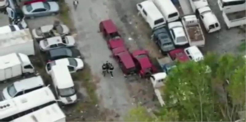 Kartal’daki “ihaleye fesat” operasyonu havadan görüntülendi
