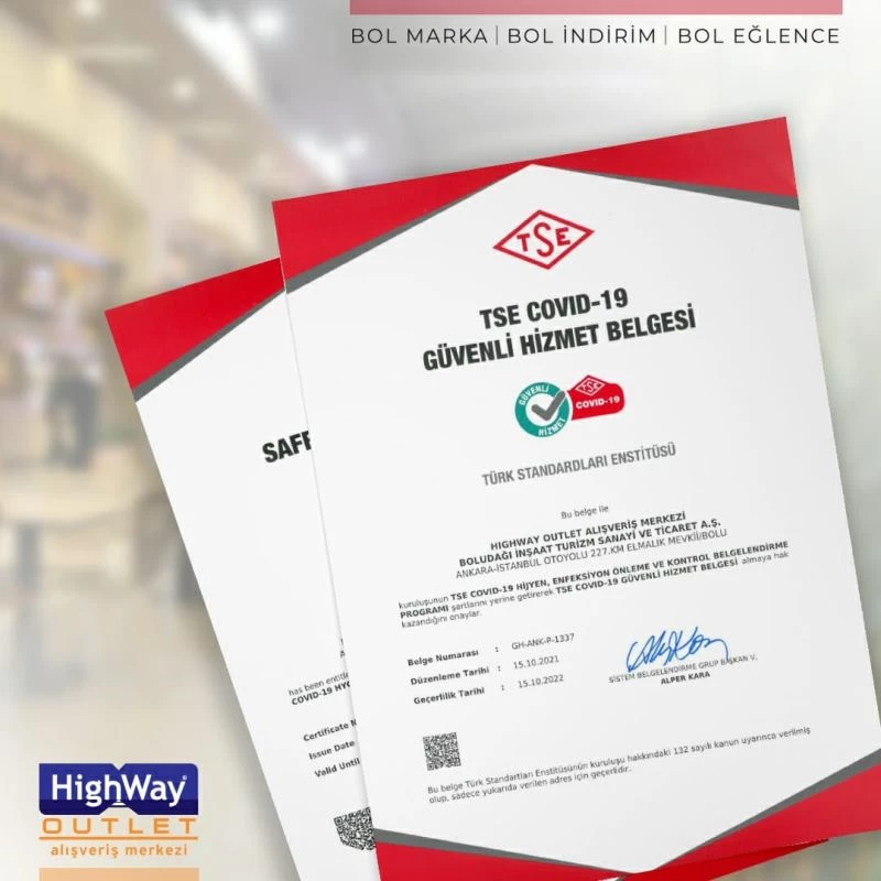 Highway Outlet, TSE güvenli hizmet belgesini yeniledi
