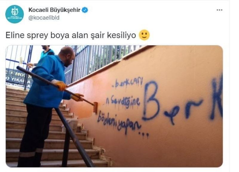 Belediyeden “Eline sprey boya alan şair kesiliyor”  notu 