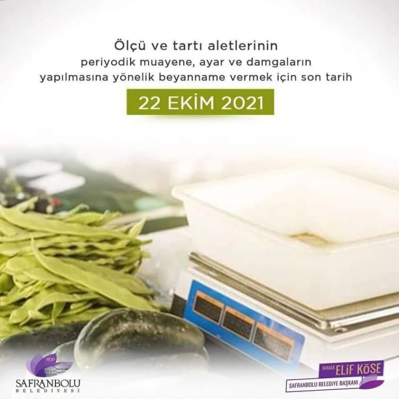 Ölçü ve tartı aletlerinde beyanname teslimi için son gün 22 Ekim
