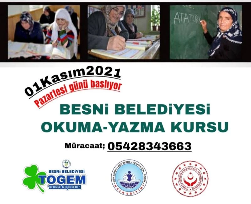 Besni Belediyesi yetişkinlere okuma yazma kursu açtı
