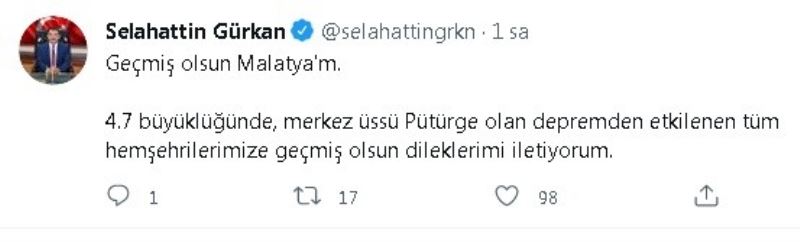 Pütürge’de 9 artçı deprem
