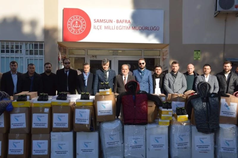 Gurbetteki Bafralılardan 700 öğrenciye bot ve mont desteği
