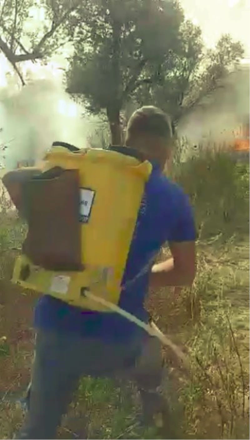 İlaçlama makineleriyle, ağaç dallarıyla yangına müdahale ettiler
