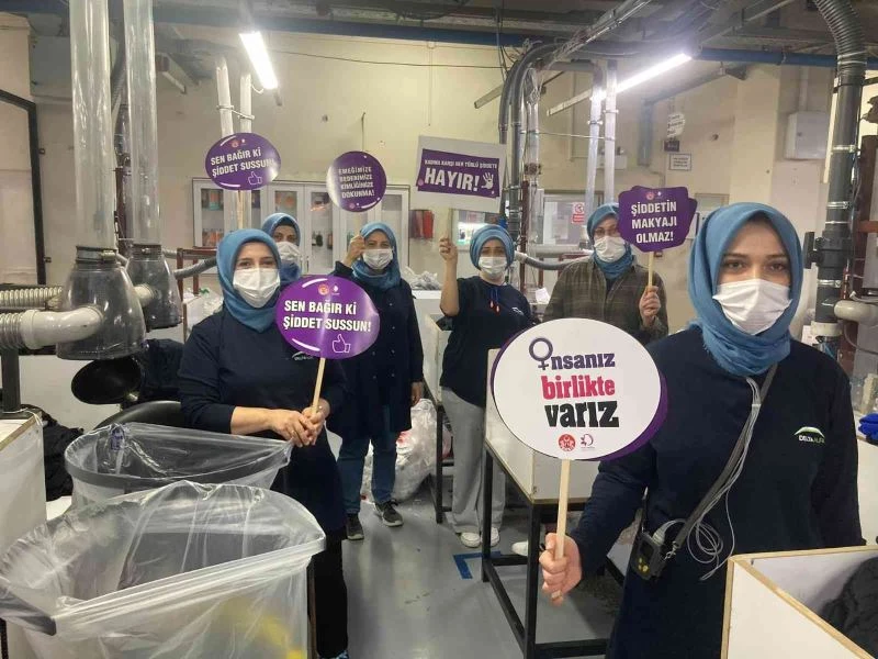 İşçilerden kadına şiddete hayır farkındalığı
