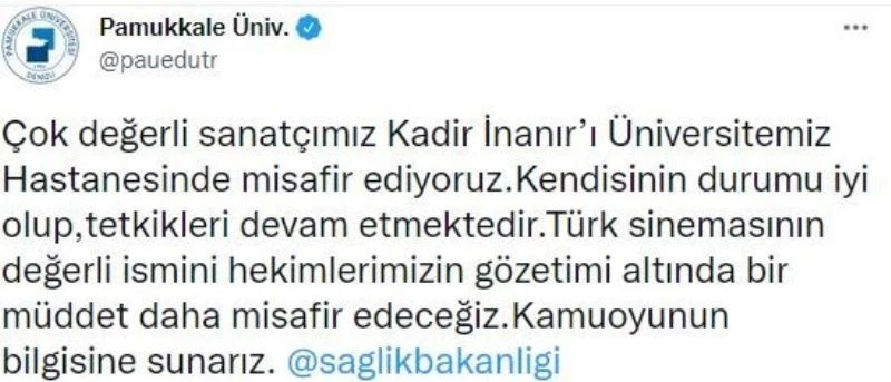 Kadir İnanır’ın sağlık durumuyla ilgili ilk açıklama
