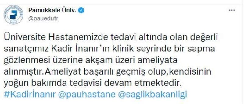 Kadir İnanır acil ameliyata alındı
