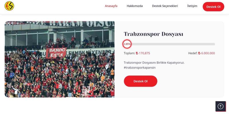 Es-Es’in Trabzonspor dosyası için başlattığı kampanya 170 bin liraya ulaştı
