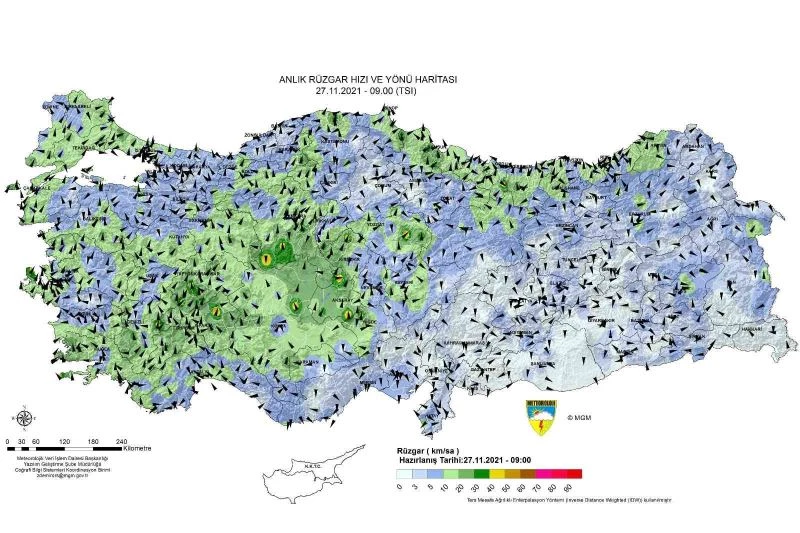 Düzce, en yüksek rüzgar hızı ölçülen 3. şehir oldu
