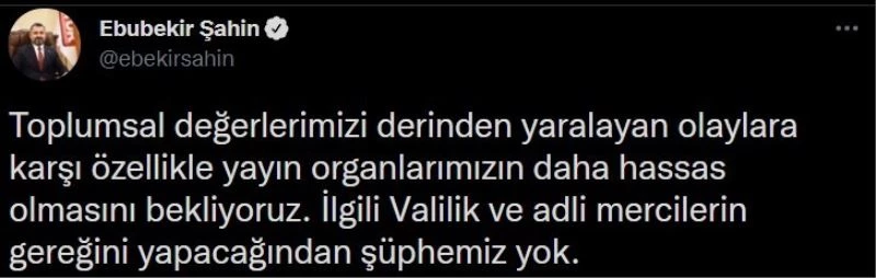 RTÜK Başkanı Şahin: “Gaziantep’te bir babanın bebeğine uyguladığı şiddetle alakalı yayın organlarımızın daha hassas olmasını bekliyoruz”
