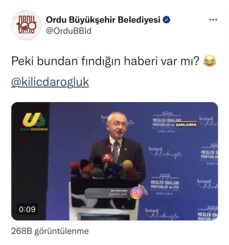 Ordu Büyükşehir Belediyesi’nden Kılıçdaroğlu’na yanıt: 