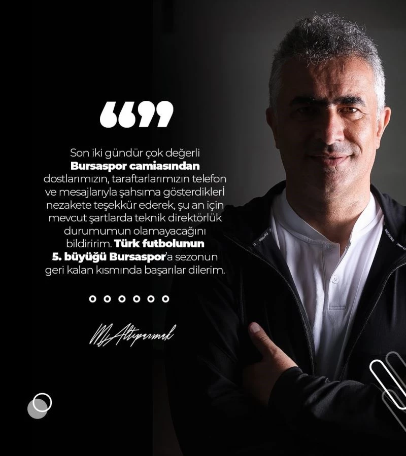 Mehmet Altıparmak’tan Bursaspor açıklaması

