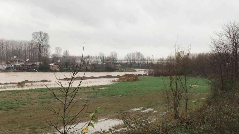 Şiddetli yağış dereleri taşma noktasına getirdi, araziler sular altında kaldı
