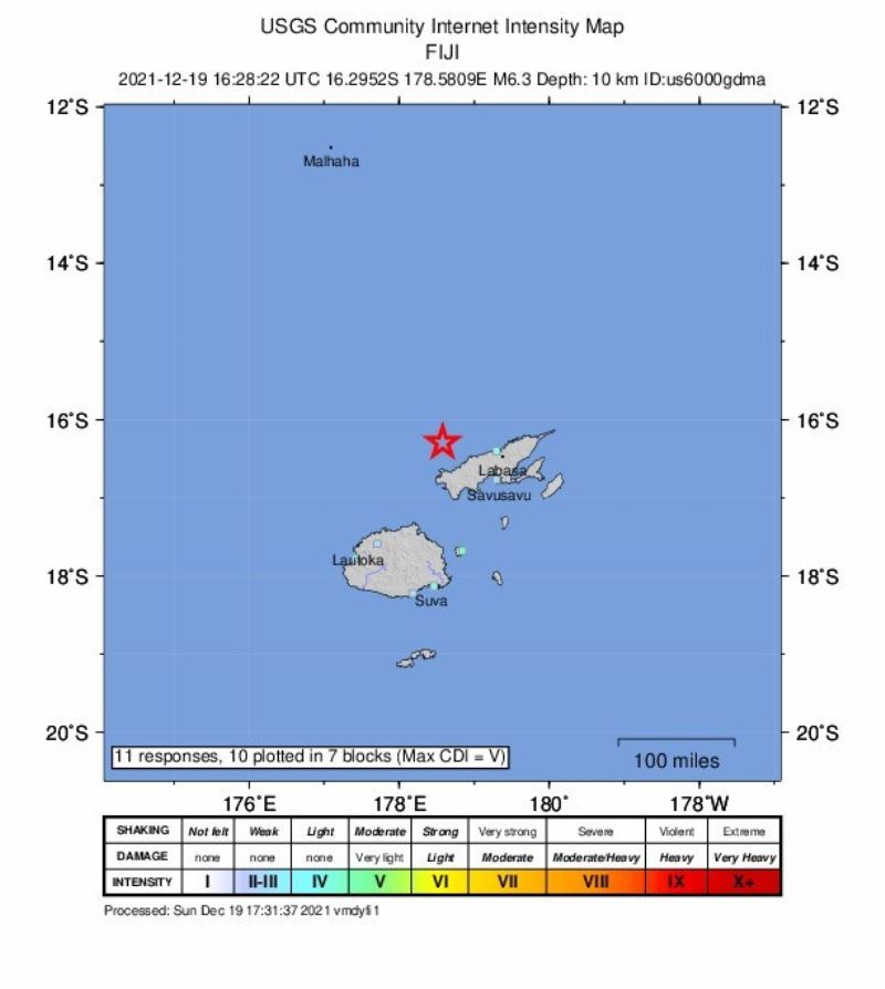 Fiji açıklarında 6.3 büyüklüğünde deprem
