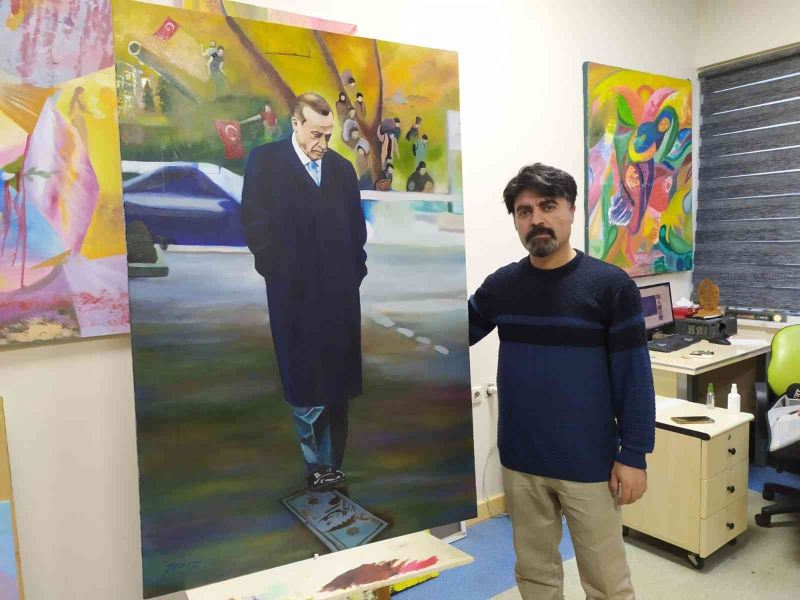 Suriyeli ünlü ressamdan Cumhurbaşkanına anlamlı tablo
