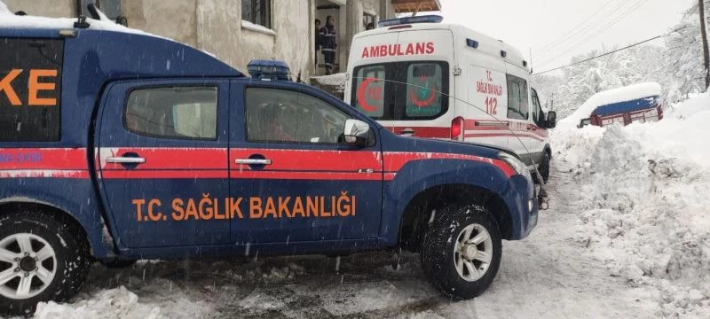 Ekipler karla kaplı yolda KOAH hastasına 5 saatte ulaştı
