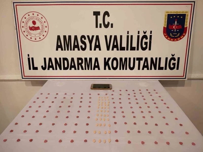Amasya’da aramaya yapılan araçta 183 uyuşturucu hap bulundu
