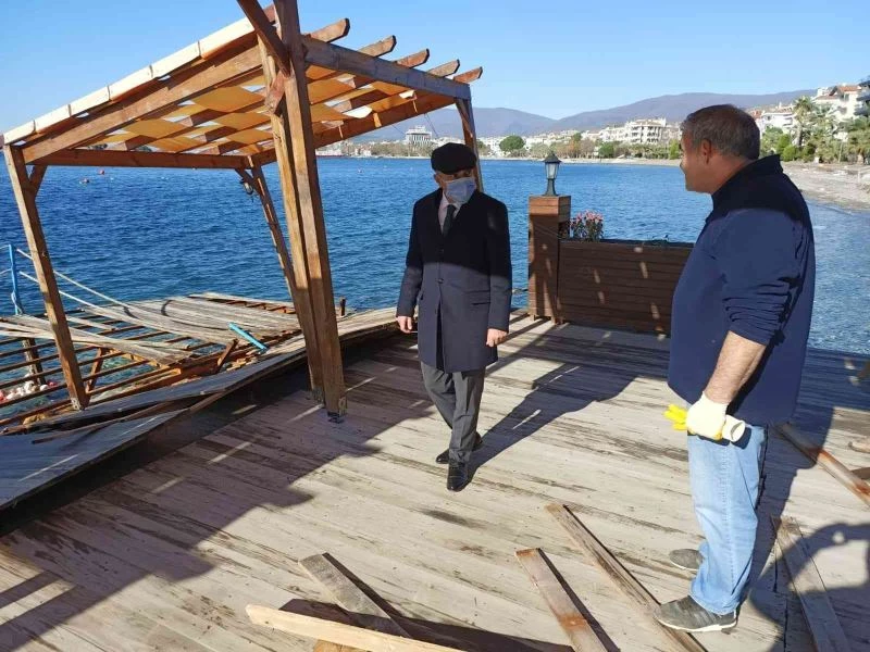 Kaymakam Atasoy’dan lodosta zarar gören bölgeye ziyaret
