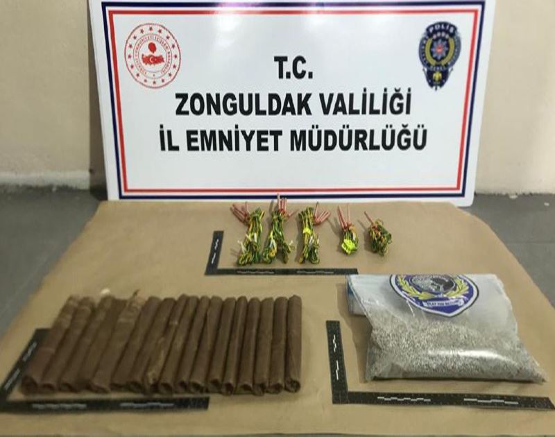 Ereğli polisinden operasyon: 2 kilo uyuşturucu ve dinamit ele geçirildi
