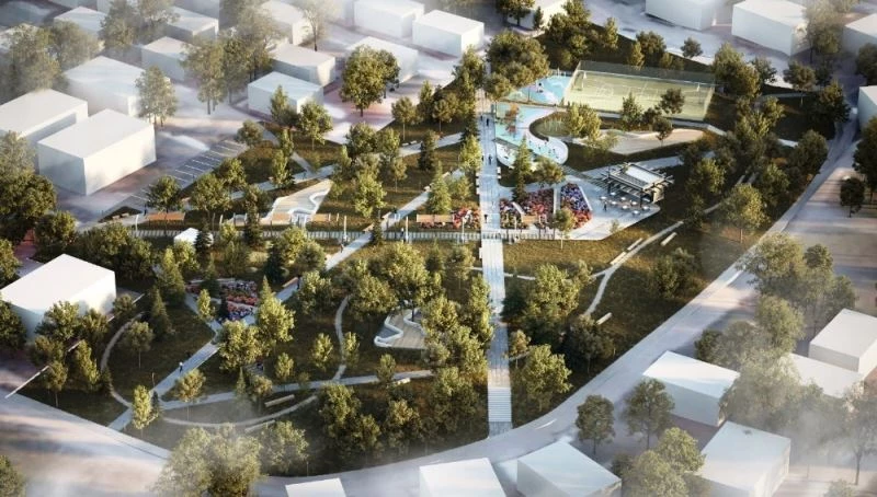 14 dönümlük parkın içinde yok yok
