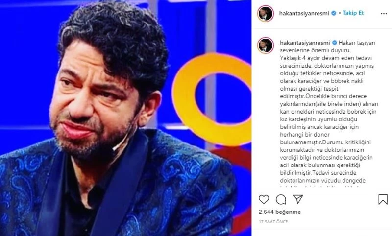 Hakan Taşıyan’ın sosyal medyasından sevenlerine çağrı
