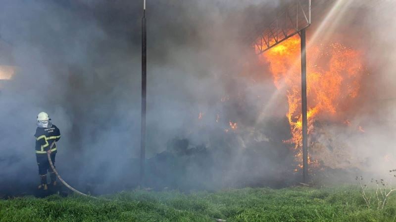 Kargılık alanda çıkan yangın 20 ton samanı kül etti
