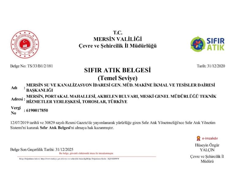 MESKİ atık yönetimini ’sıfır atık belgesi’ ile taçlandırdı
