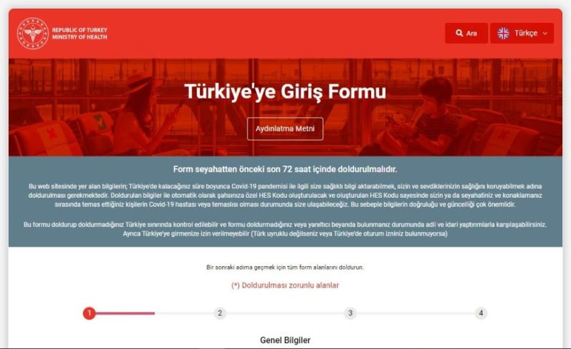 ‘Türkiye’ye giriş Formu’ uygulaması internet ortamına taşınıyor
