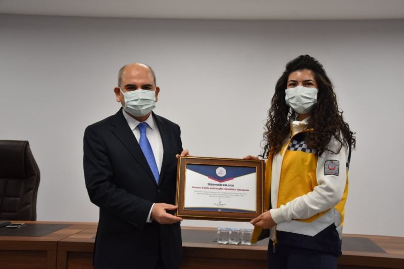Konya’da 112 Acil Sağlık çalışanlarına teşekkür belgesi
