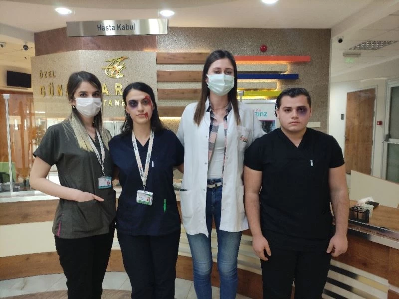 Yüzlerini boyayarak sağlıkçılara şiddete dikkat çektiler
