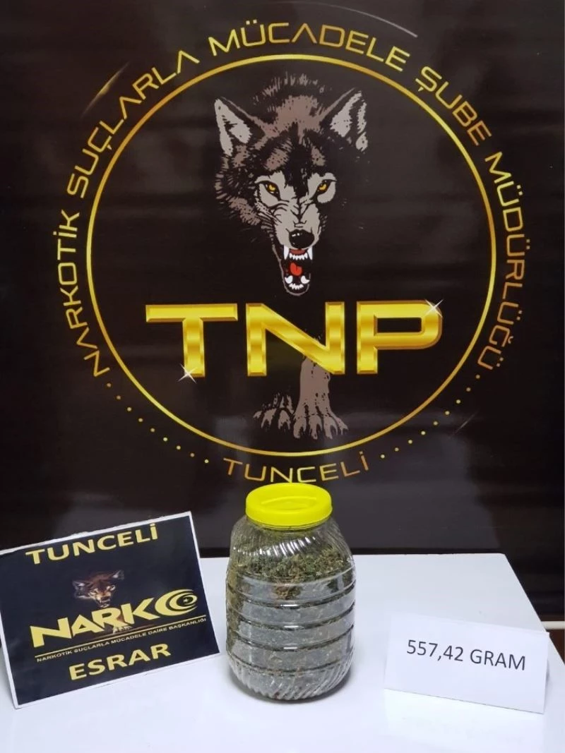 Tunceli’de 1 şüpheli, bidonla esrar taşırken yakalandı
