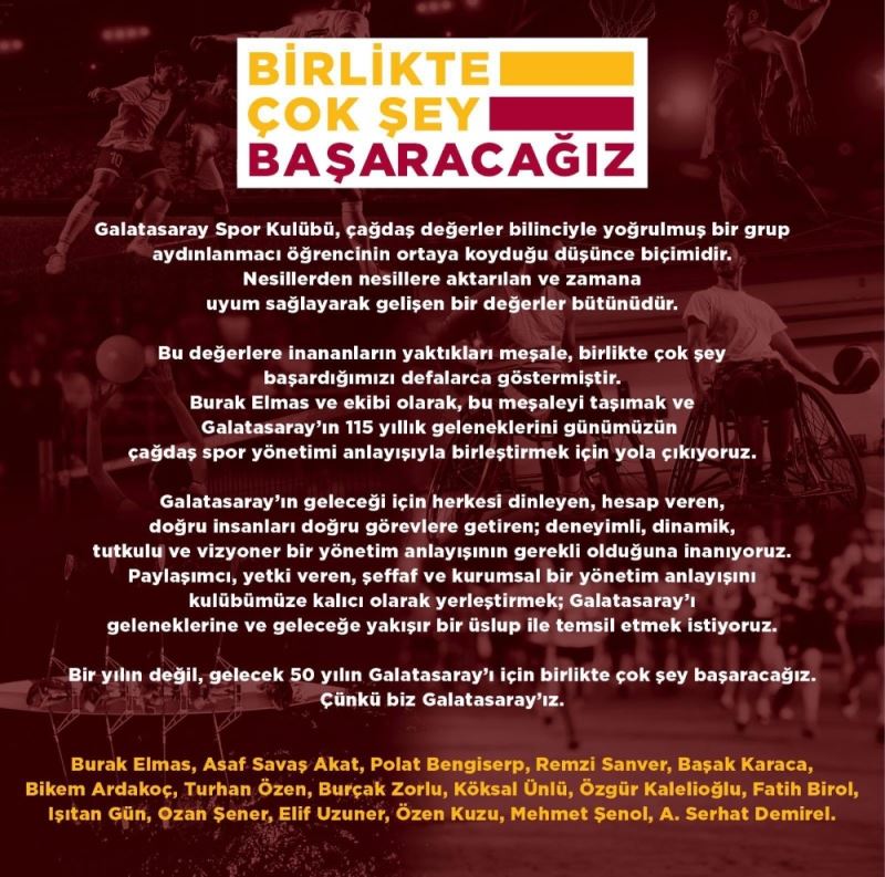 Galatasaray başkan adayı Burak Elmas, ekibini duyurdu
