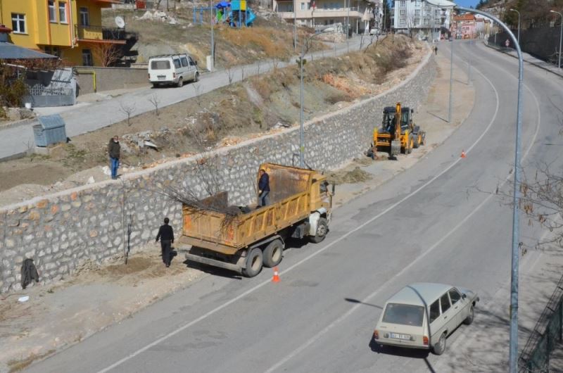 Emet’te yol kenarları ağaçlandırılıyor
