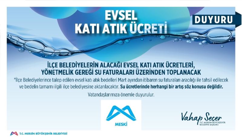 MESKİ’den ’evsel katı atık ücreti’ açıklaması
