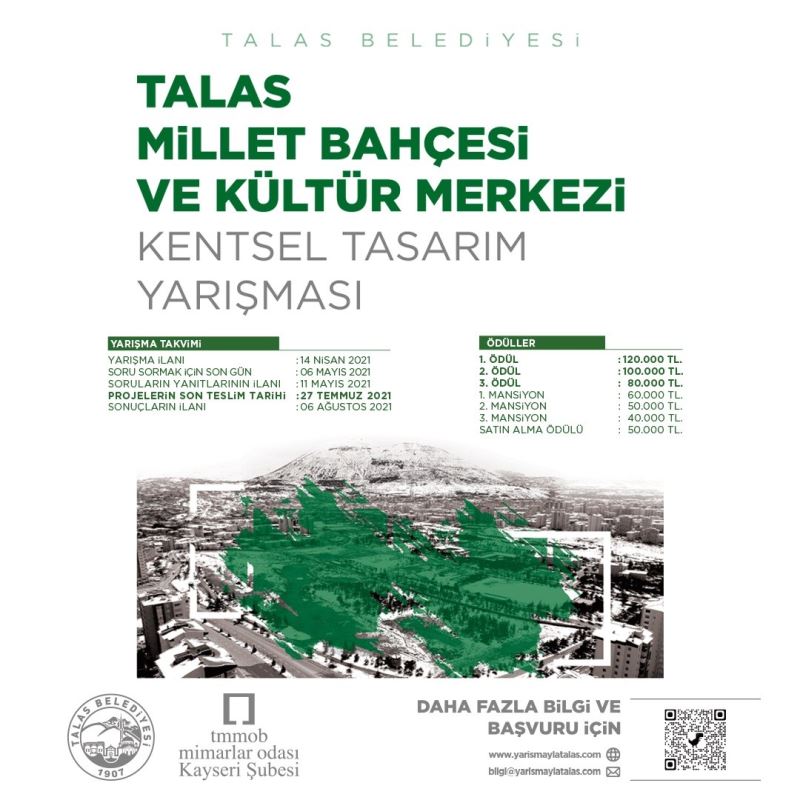 Talas Millet Bahçesi Ve Kültür Merkezi için proje yarışması açıldı

