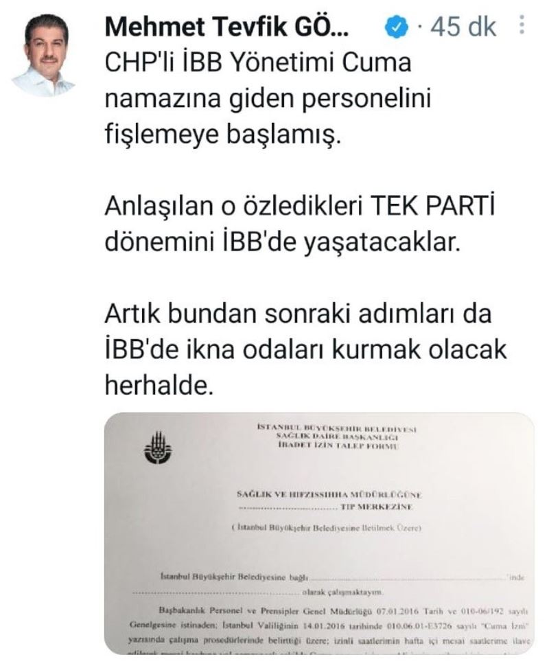 İBB’de Cuma namazına gidenlere ‘Fişleme’ iddiası
