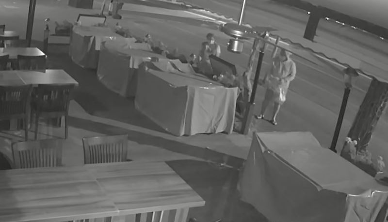 (Özel) Alanya’da restoran önünden çiçek hırsızlığı kamerada
