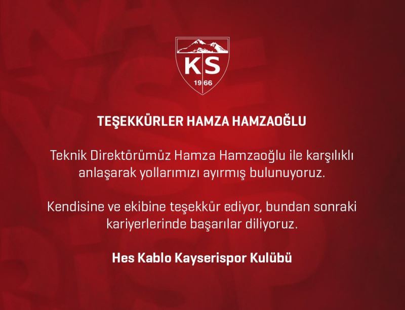 Kayserispor’dan Hamzaoğlu açıklaması

