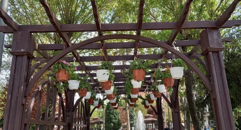 Saksıda çiçeklerle rengarenk Keçiören
