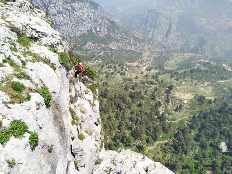 Uçurumda mahsur kalan keçiyi AKUT gönüllüleri kurtardı
