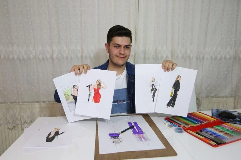 Sivaslı gencin moda çizimleri ünlülerin ilgi odağı oldu
