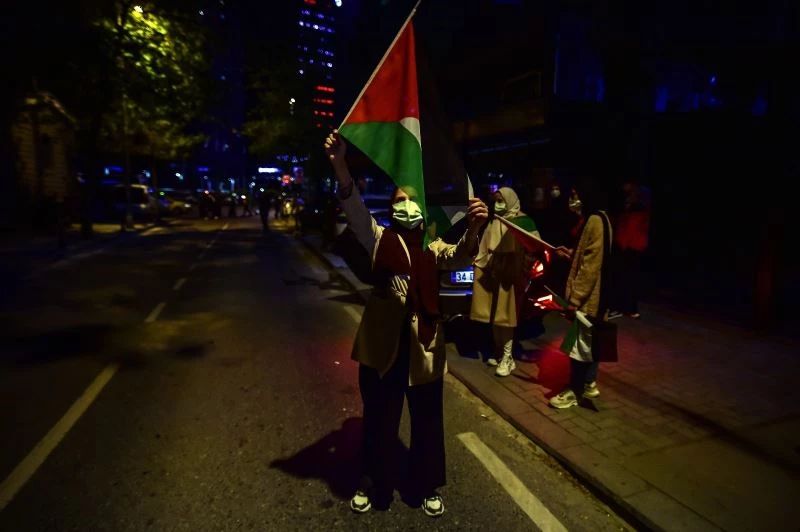 İstanbul’da İsrail Konsolosluğu önünde Mescid-i Aksa eylemi
