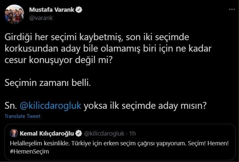 Bakan Varank’tan Kılıçdaroğlu’na erken seçim cevabı: “Seçimin zamanı belli”

