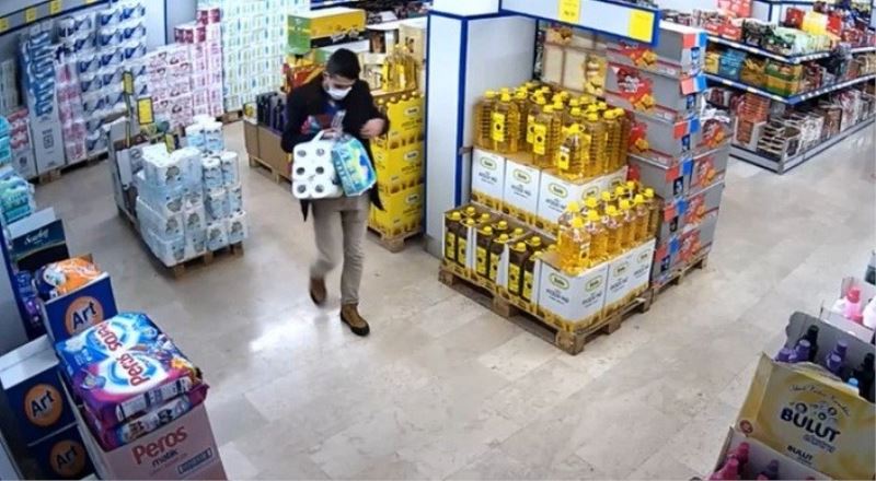 Osmaniye’de iki marketten kaşar peyniri ve zeytinyağı yağı çalan şüpheli güvenlik kamerasınca görüntülendi