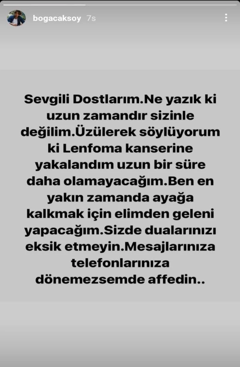 Boğaç Aksoy lenf kanserine yakalandı
