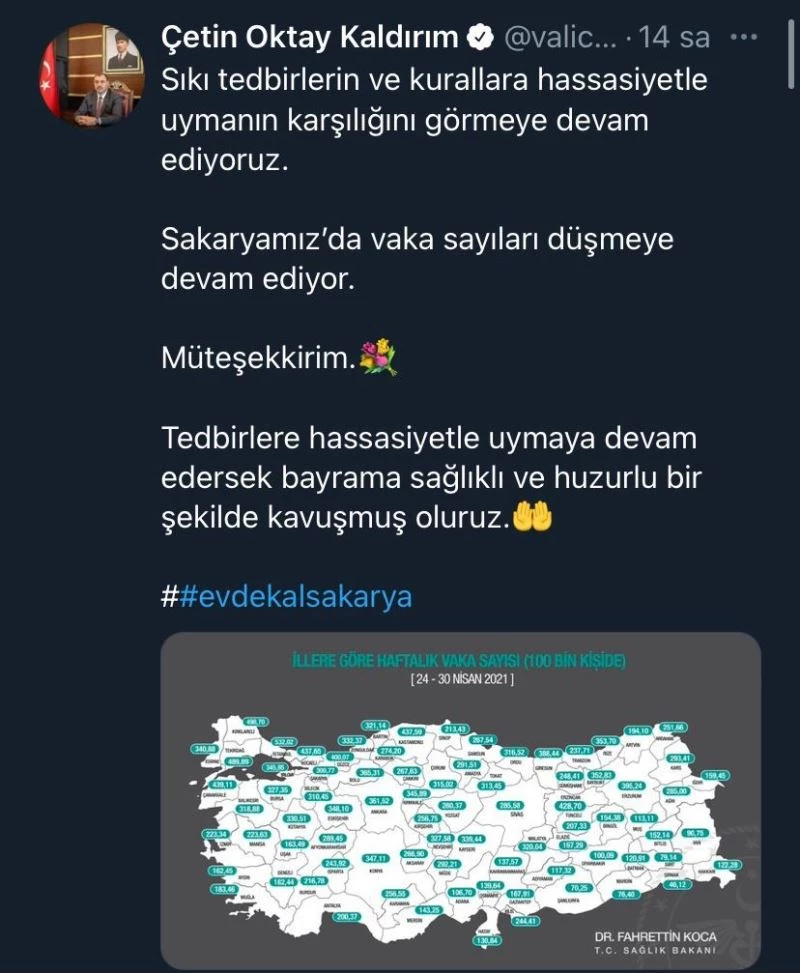 Sakarya’da vaka sayıları düşmeye devam ediyor
