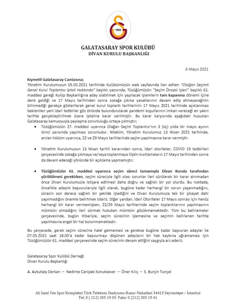 Galatasaray Divan Kurulu Başkanlığı: 