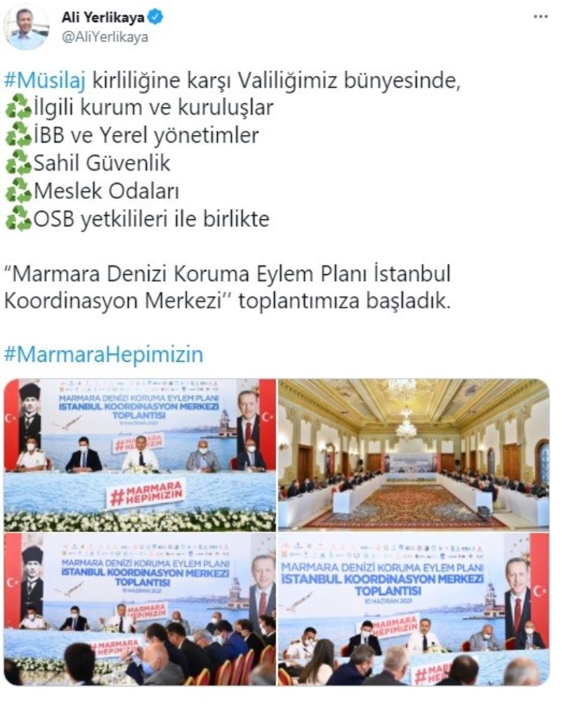 İstanbul Valisi Ali Yerlikaya: “Marmara Denizi Koruma Eylem Planı İstanbul Koordinasyon Merkezi toplantımıza başladık”
