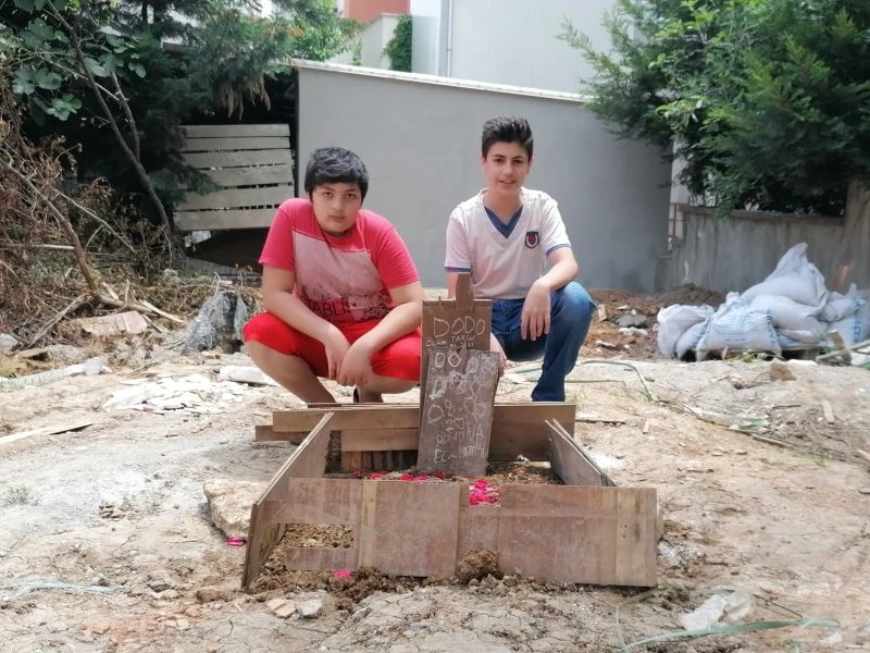 Harçlıklarıyla besledikleri köpeğe elleriyle mezar yaptılar
