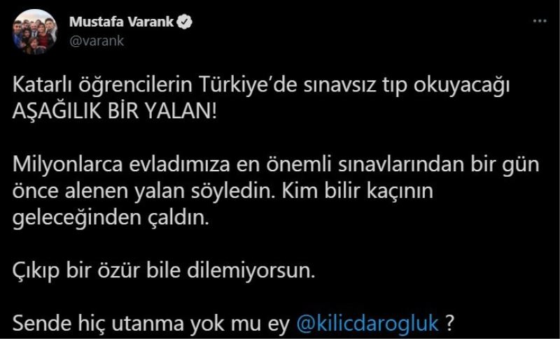 Bakan Varank: “Katarlı öğrencilerin Türkiye’de sınavsız tıp okuyacağı aşağılık bir yalan”
